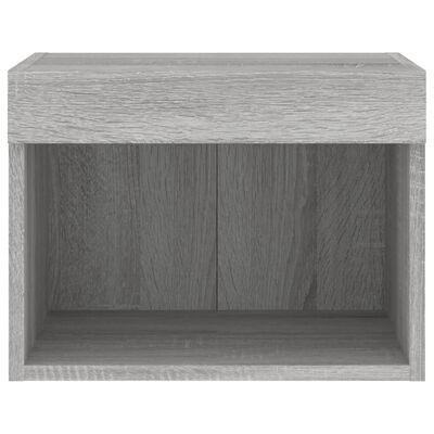 vidaXL Bedside Cabinet with LED Lights Wall-mounted Grey Sonoma