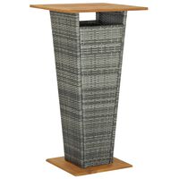 vidaXL Bar Table Grey 60x60x110 cm Poly Rattan and Solid Acacia Wood