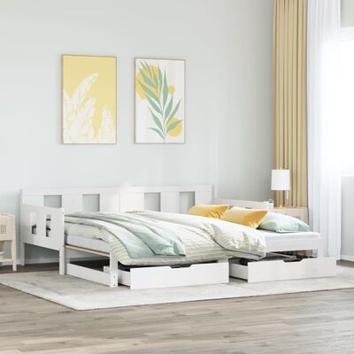 vidaXL Daybed with Trundle and Drawers without Mattress White 80x200 cm