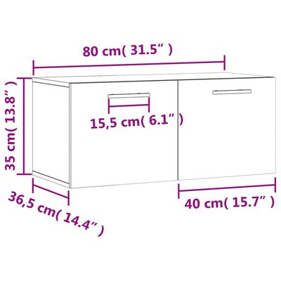 vidaXL Wall Cabinet Brown Oak 80x36.5x35 cm Engineered Wood