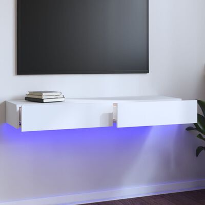 vidaXL TV Cabinet with LED Lights White 120x35x15.5 cm