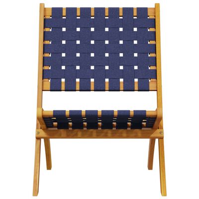 vidaXL Folding Garden Chairs 2 pcs Dark Blue Solid Wood Acacia and Fabric