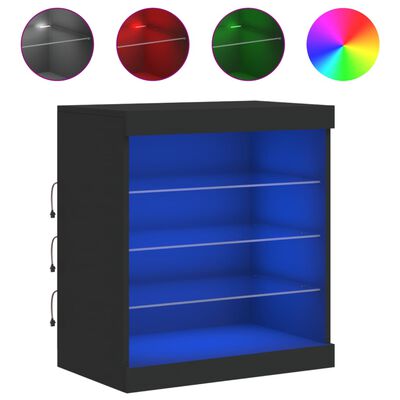 vidaXL Sideboard with LED Lights Black 60.5x37x67 cm