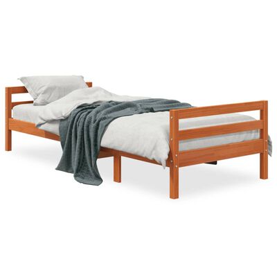 vidaXL Bed Frame without Mattress Wax Brown 90x190 cm Single Solid Wood Pine