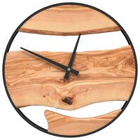 vidaXL Wall Clock Brown Ø35 cm Iron and Olive Wood