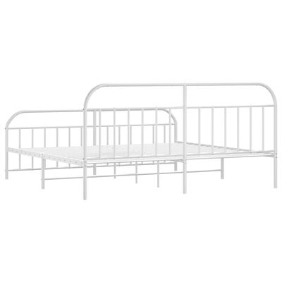 vidaXL Metal Bed Frame without Mattress with Footboard White 193x203 cm