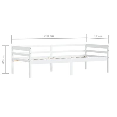 vidaXL Bed Frame without Mattress White Solid Pinewood 90x200 cm