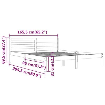 vidaXL Bed Frame without Mattress Solid Wood Pine 160x200 cm Black