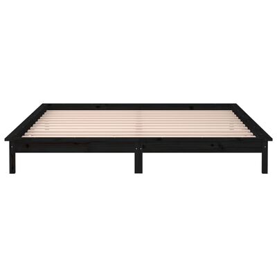 vidaXL LED Bed Frame without Mattress Black 120x190 cm Small Double Solid Wood