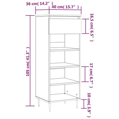 vidaXL Shoe Cabinet Concrete Grey 40x36x105 cm Engineered Wood