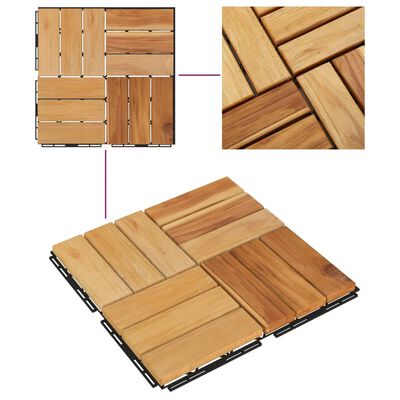 vidaXL Decking Tiles 20 pcs 30x30 cm Solid Wood Teak