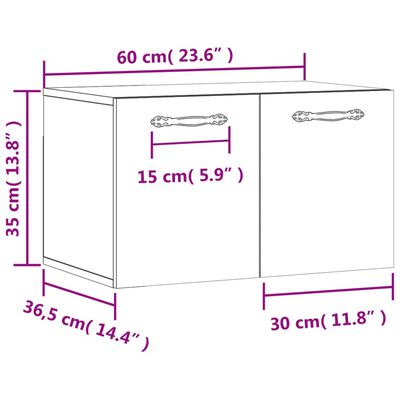 vidaXL Wall Cabinet Smoked Oak 60x36.5x35 cm Engineered Wood