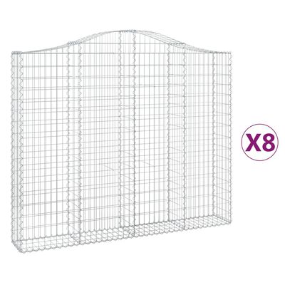 vidaXL Arched Gabion Baskets 8 pcs 200x30x160/180 cm Galvanised Iron