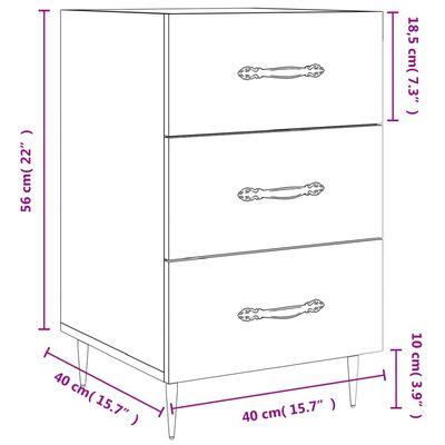 vidaXL Bedside Cabinet High Gloss White 40x40x66 cm Engineered Wood