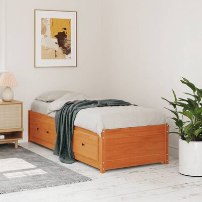 vidaXL Day Bed without Mattress Wax Brown 75x190 cm Small Single Solid Wood Pine