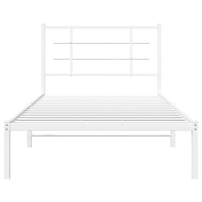 vidaXL Metal Bed Frame without Mattress with Headboard White 100x190 cm