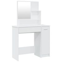 vidaXL Dressing Table with Mirror High Gloss White 86.5x35x136 cm