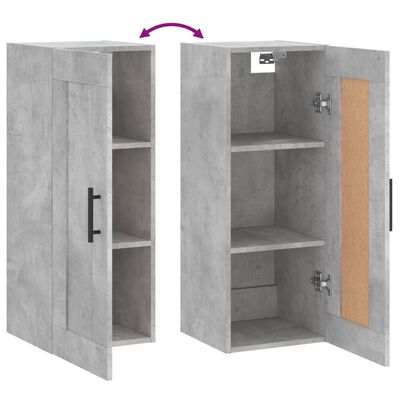 vidaXL Wall Mounted Cabinet Concrete Grey 34.5x34x90 cm Engineered Wood