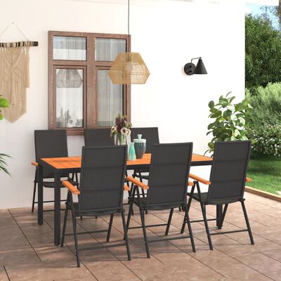 vidaXL 7 Piece Garden Dining Set Black and Brown