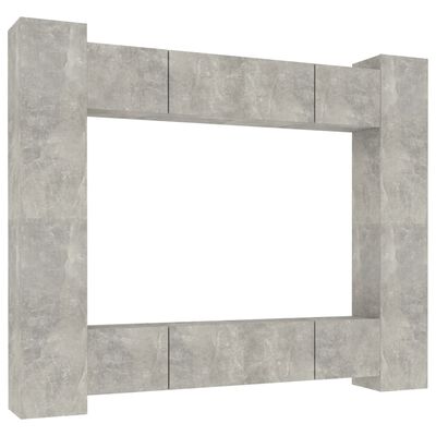 vidaXL 8 Piece TV Cabinet Set Concrete Grey Engineered Wood