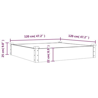 vidaXL Garden Raised Bed with Liner Brown 120x120x25 cm Solid Wood Fir