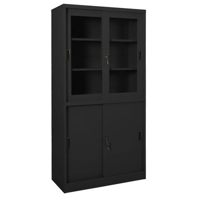 vidaXL Office Cabinet with Sliding Door Anthracite 90x40x180 cm Steel