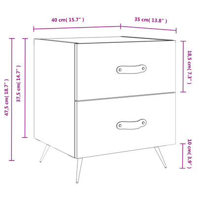 vidaXL Bedside Cabinet Smoked Oak 40x35x47.5 cm Engineered Wood