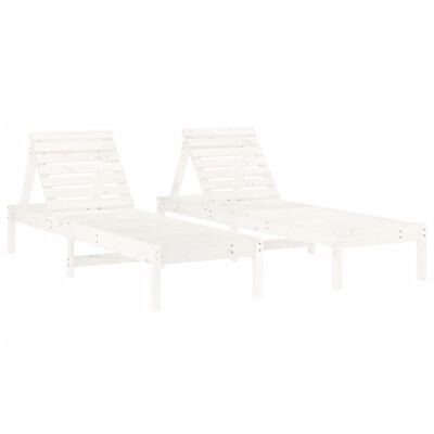 vidaXL Sun Loungers 2 pcs White 199.5x60x74 cm Solid Wood Pine