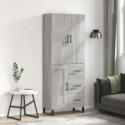 vidaXL Highboard Grey Sonoma 69.5x34x180 cm Engineered Wood