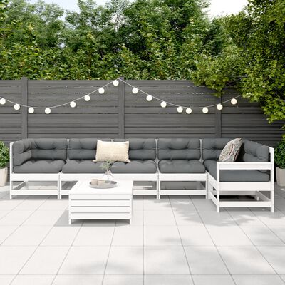 vidaXL 7 Piece Garden Sofa Set White Solid Wood Pine