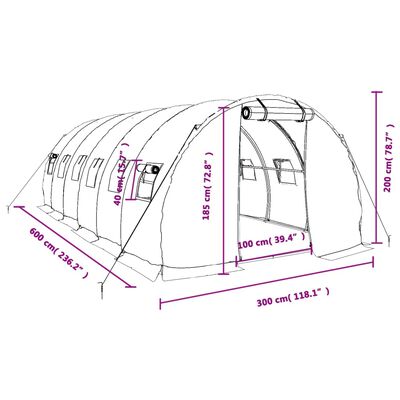 vidaXL Greenhouse with Steel Frame Green 18 m² 6x3x2 m