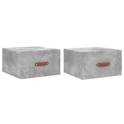 vidaXL Wall-mounted Bedside Cabinets 2 pcs Concrete Grey 35x35x20 cm