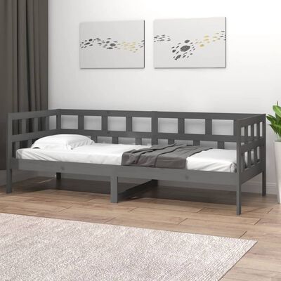 vidaXL Day Bed without Mattress Grey Solid Wood Pine 90x200 cm