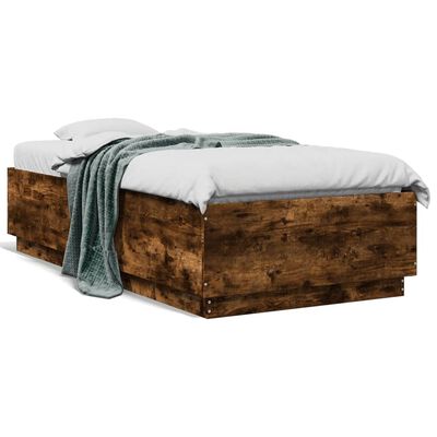 vidaXL Bed Frame without Mattress Smoked Oak 90x190 cm Single