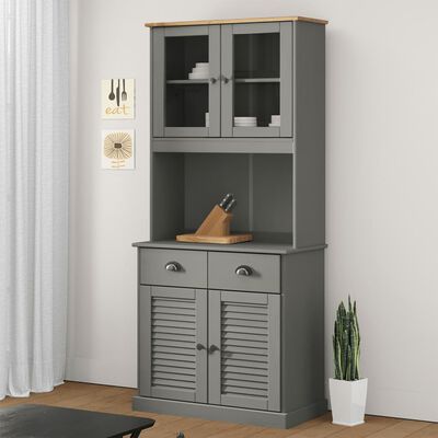 vidaXL Highboard VIGO Grey 78x40x175 cm Solid Wood Pine