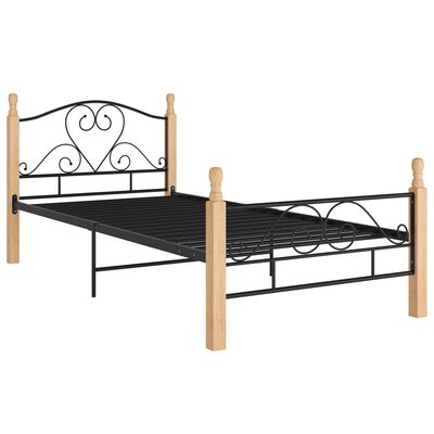 vidaXL Bed Frame without Mattress Black Metal 100x200 cm