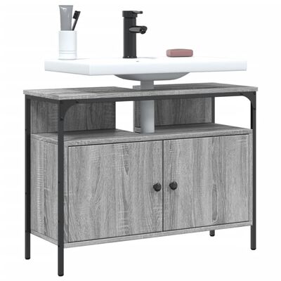 vidaXL Bathroom Sink Cabinet Grey Sonoma 80x30x60 cm Engineered Wood