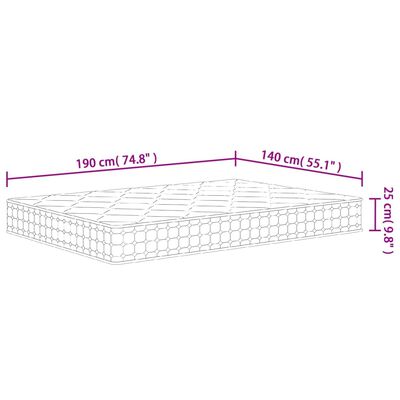 vidaXL Pocket Spring Mattress Medium Firm 140x190 cm