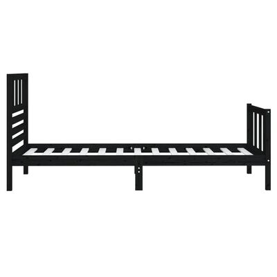 vidaXL Bed Frame without Mattress Black Solid Wood 90x200 cm (810071+814128)