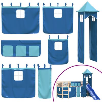 vidaXL Kids' Loft Bed with Tower without Mattress Blue 90x200 cm