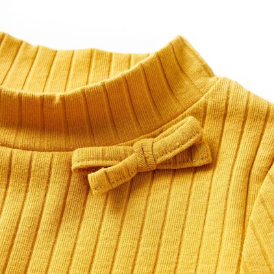 Kids' T-shirt with Long Sleeves Rib-knit Dark Ochre 116