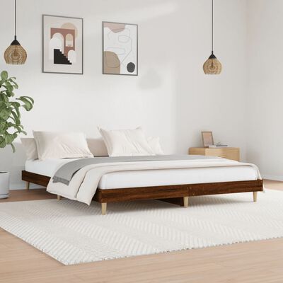 vidaXL Bed Frame without Mattress Brown Oak 200x200 cm Engineered Wood