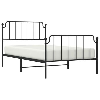 vidaXL Metal Bed Frame without Mattress with Footboard Black 107x203 cm