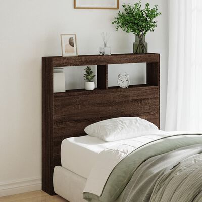 vidaXL Headboard Cabinet with LED Brown Oak 100x17x102 cm