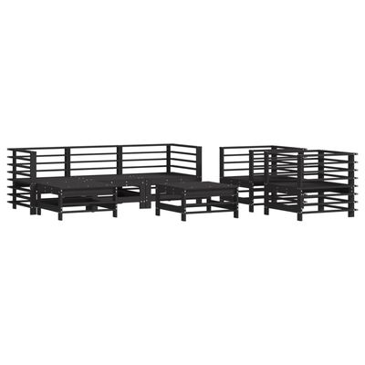 vidaXL 7 Piece Garden Lounge Set Black Solid Wood Pine