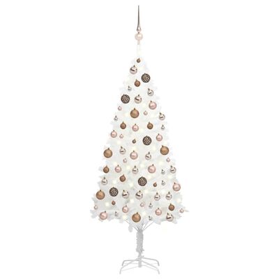 vidaXL Artificial Pre-lit Christmas Tree with Ball Set White 180 cm