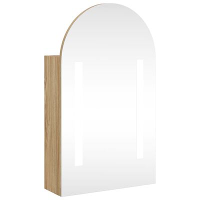 vidaXL Bathroom Mirror Cabinet with LED Light Arched Oak 42x13x70 cm