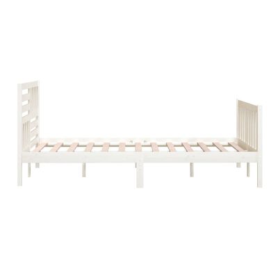 vidaXL Bed Frame without Mattress White King Size Solid Wood