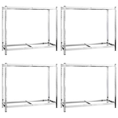 vidaXL 2-Layer Tire Rack 4 pcs Silver 110x40x110 cm Steel