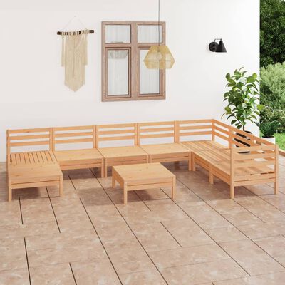 vidaXL 9 Piece Garden Lounge Set Solid Wood Pine